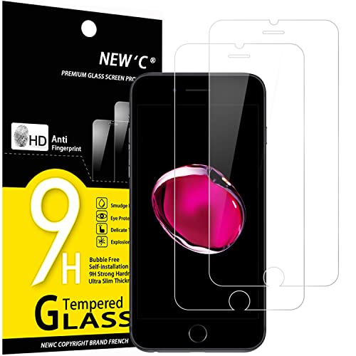 NEW'C 2 Piezas, Protector Pantalla para iPhone 8/7 (4,7 Pulgadas), Cristal templado Antiarañazos, Antihuellas, Sin Burbujas, Dureza 9H, 0.33 mm Ultra Transparente, Ultra Resistente