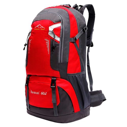 OcioDual Mochila Roja 60 Litros 60L Impermeable con Cierres Asas y Correas de Seguridad Senderismo Trekking Camping